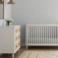 Commode 6 Tiroirs Marin - Blanc Chaud et Rotin