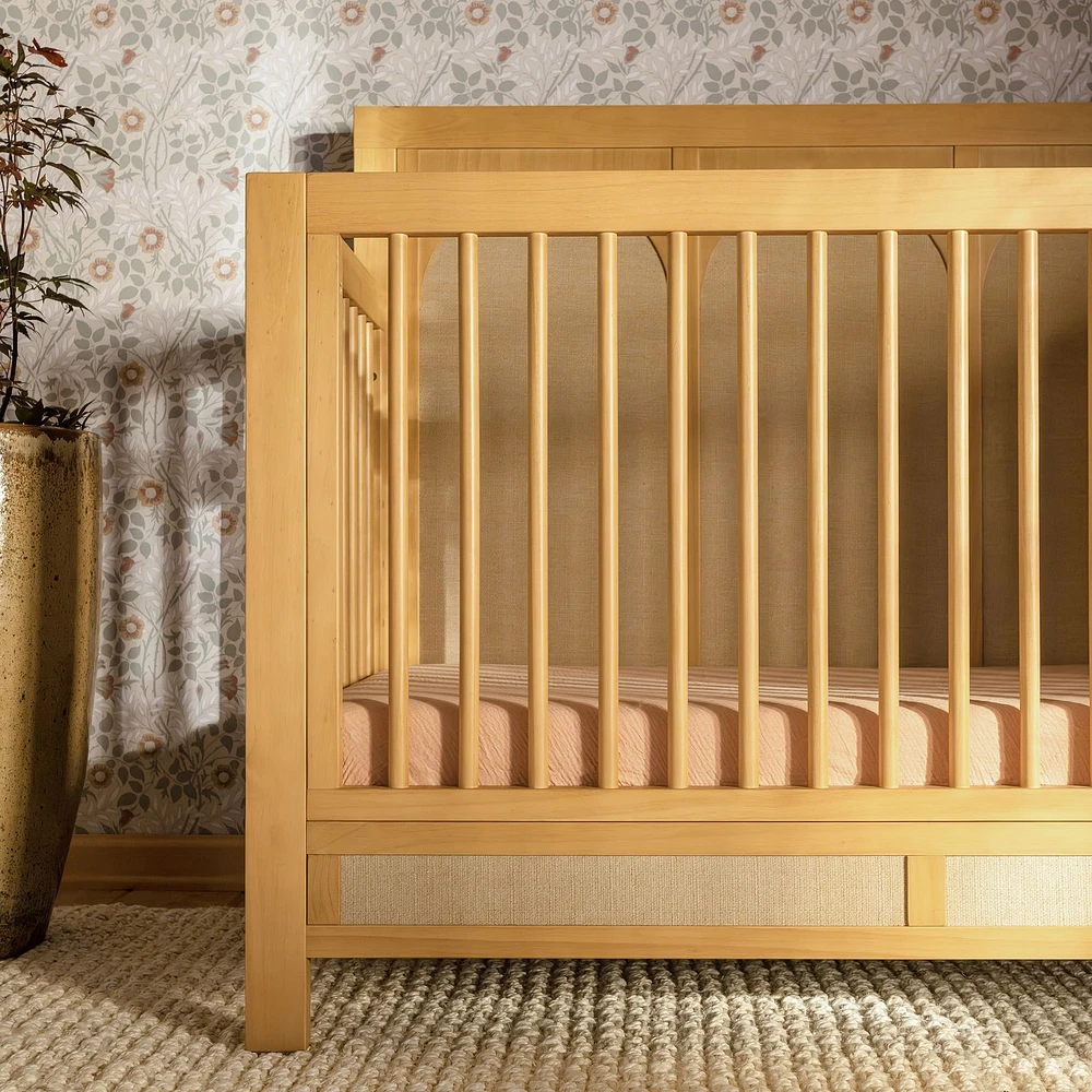Eloise 4-in-1 Convertible Crib - Honey & Performance Sand Eco-Weave