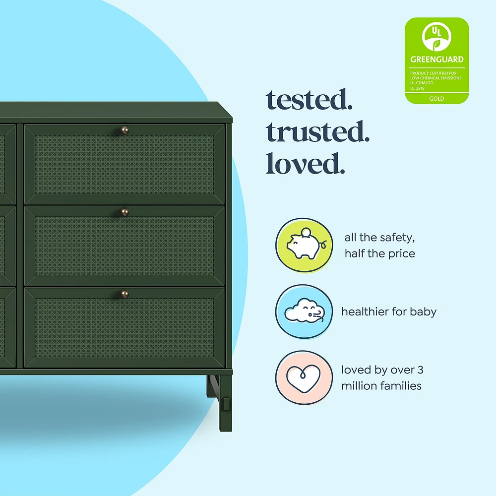 Margot 6 Drawers Dresser - Forest Green 