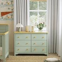 Commode 6 tiroirs Shea - Sauge / miel