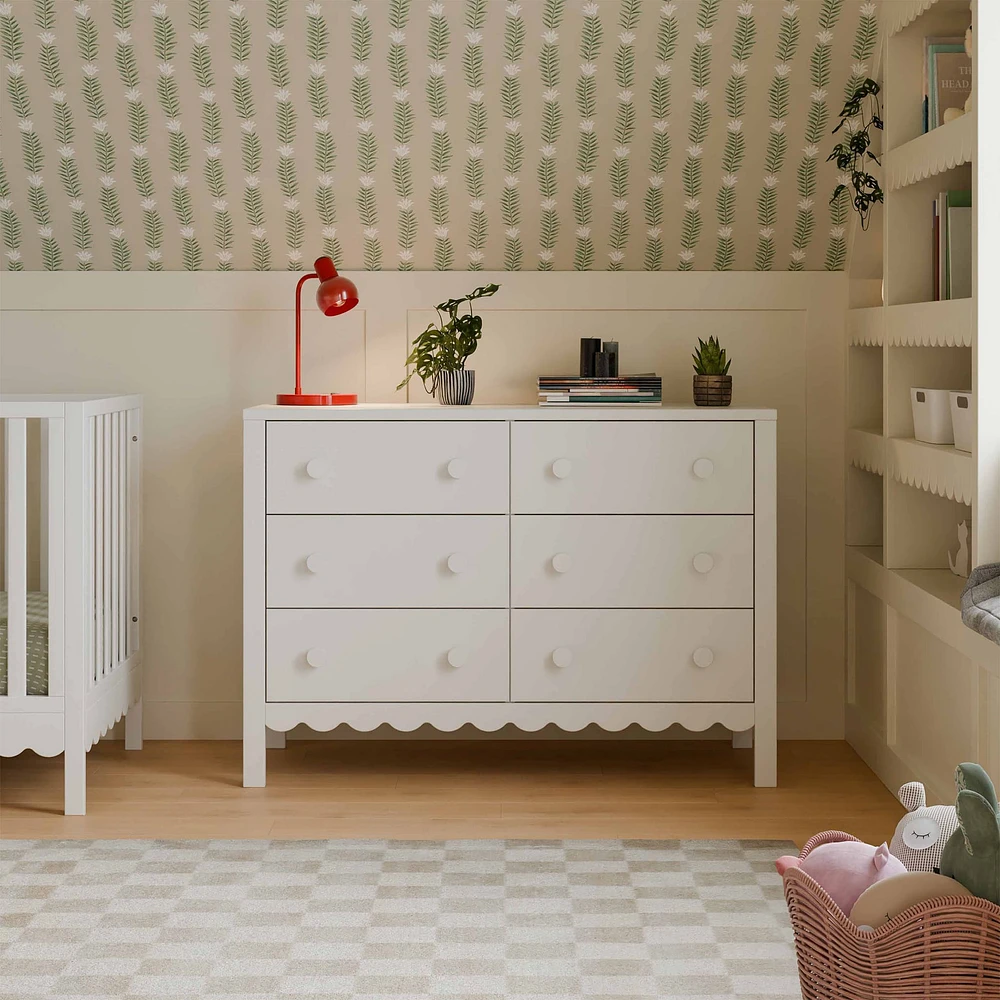 Sammy Scallop 6-Drawers Dresser - White 
