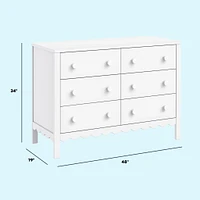 Sammy Scallop 6-Drawers Dresser - White 