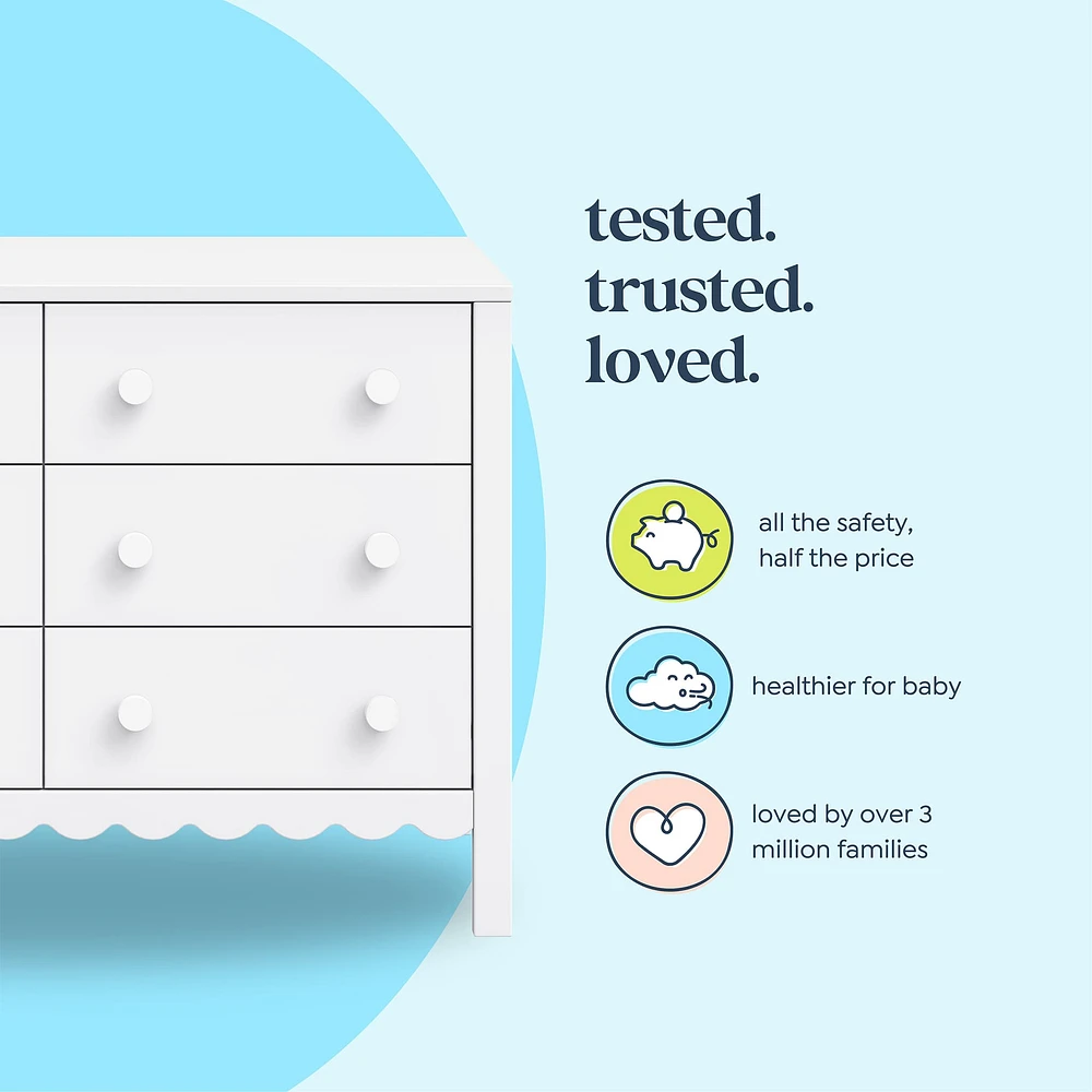 Sammy Scallop 6-Drawers Dresser - White 