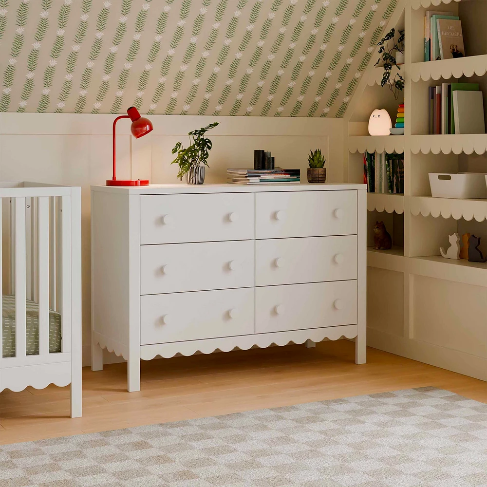 Sammy Scallop 6-Drawers Dresser - White 