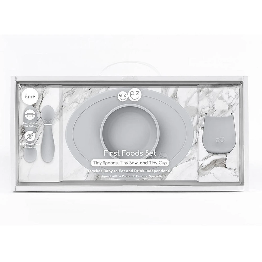 Ensemble de Vaisselle d'Apprentissage en Silicone - Gris