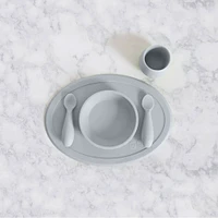 Ensemble de Vaisselle d'Apprentissage en Silicone - Gris