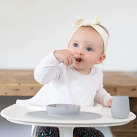 Ensemble de Vaisselle d'Apprentissage en Silicone - Gris