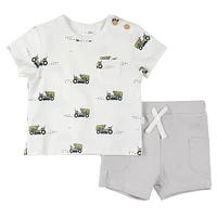 Lawnmower print Short Set 3-24m