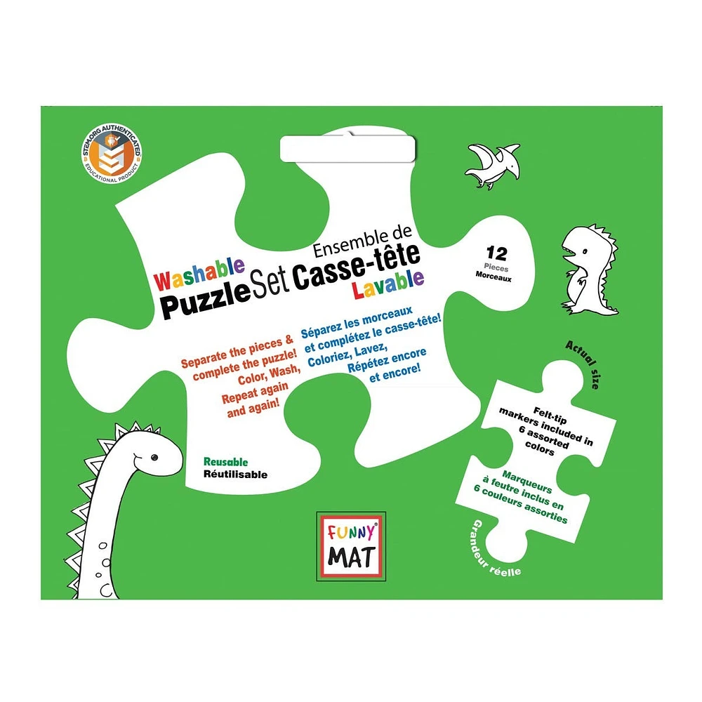 Casse-tête à Colorier et Crayons Lavables - Dinosaures