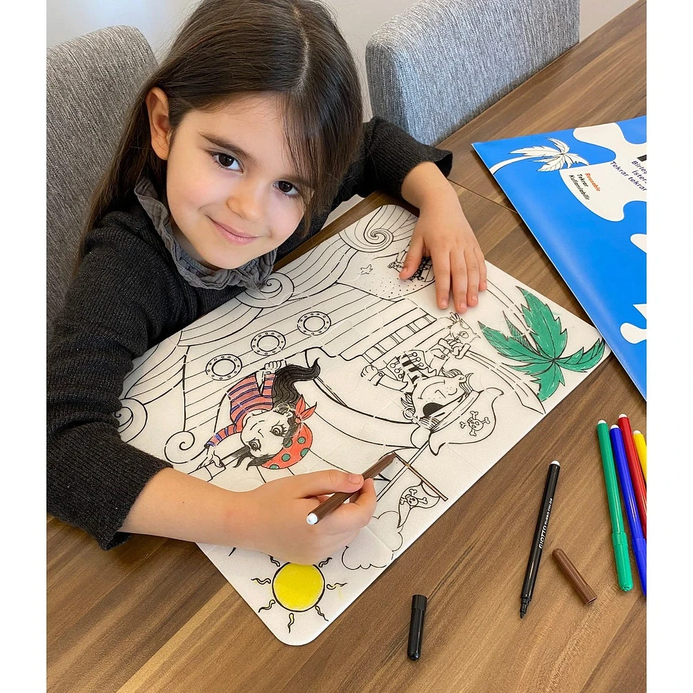 Casse-tête à Colorier et Crayons Lavables - Dinosaures