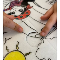 Casse-tête à Colorier et Crayons Lavables - Dinosaures