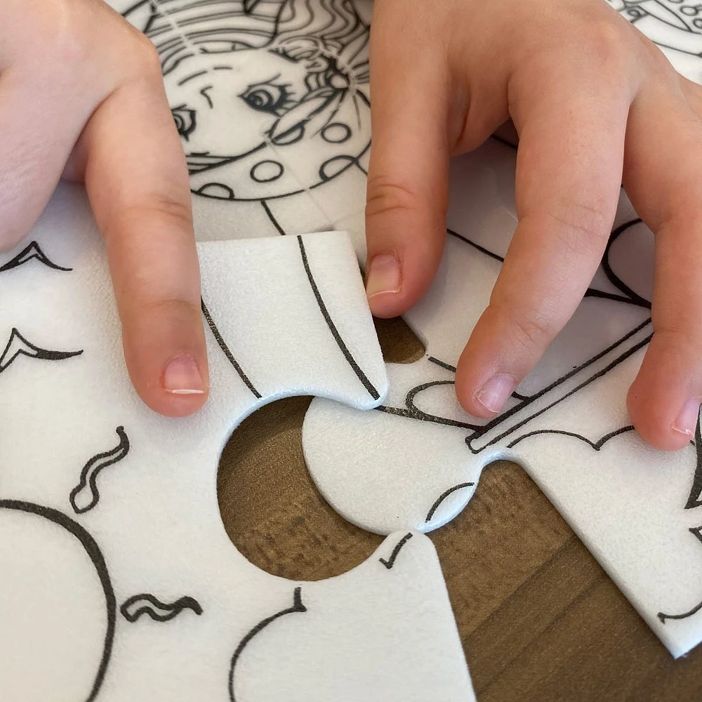 Casse-tête à Colorier et Crayons Lavables - Dinosaures