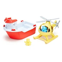 Rescue Boat And Helicopter