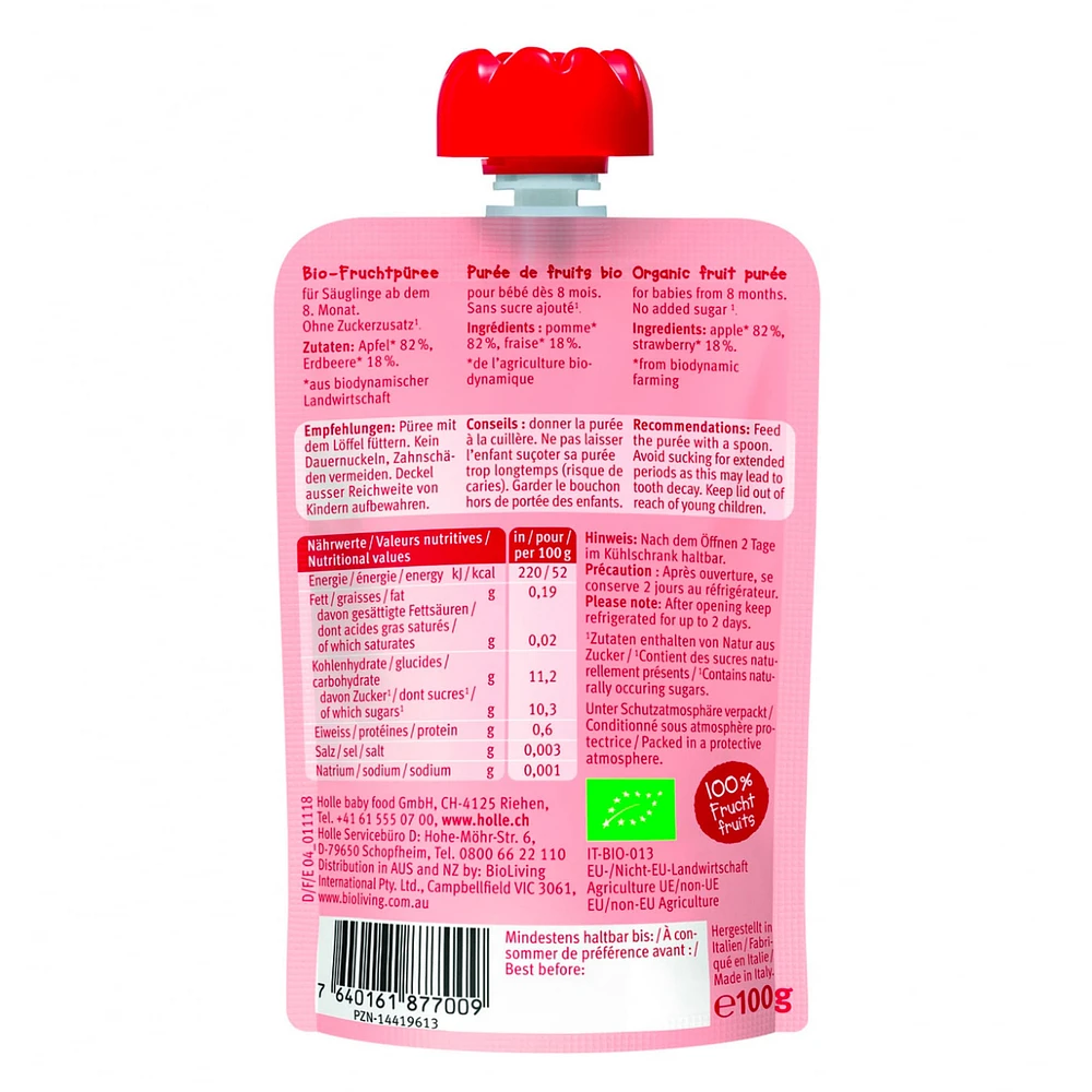 Organic Pouch - Red Bee - Apple with Strawberry (from 8 months)
