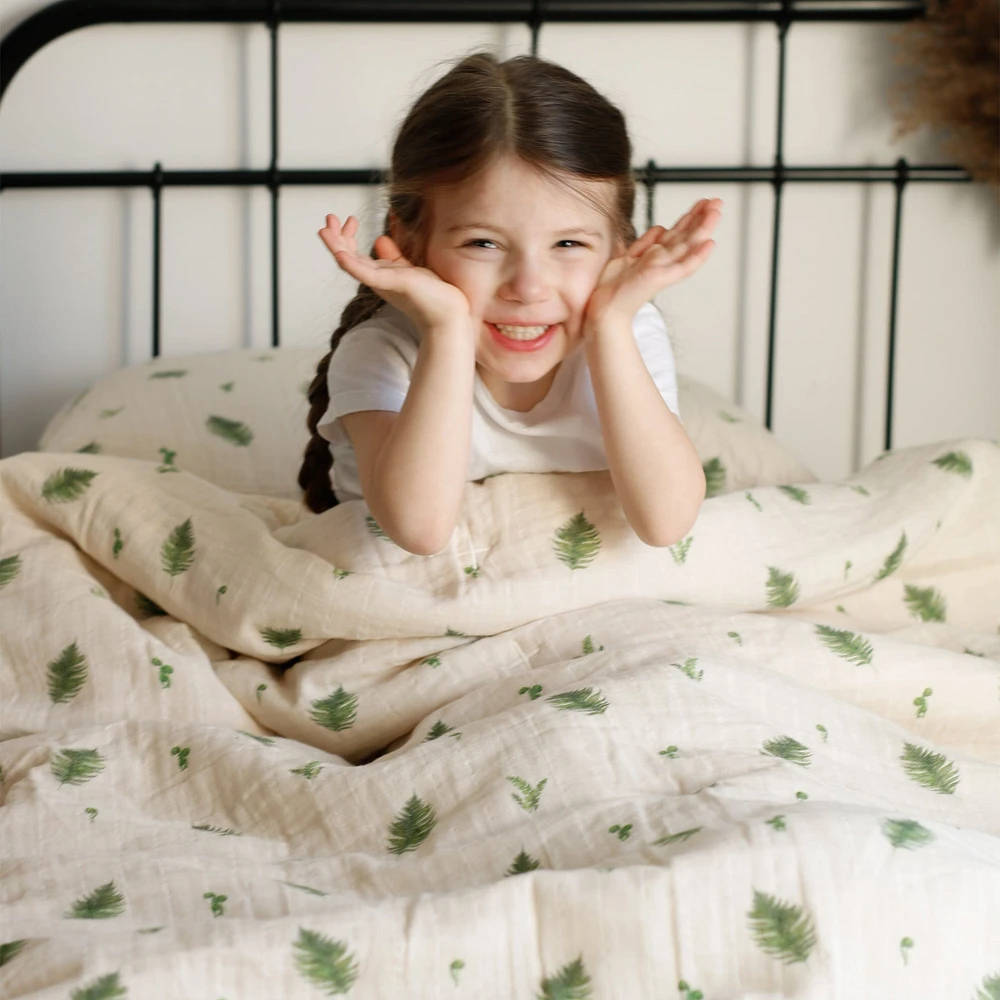 Quilted Comforter & Pillowcase - Muslin Fern