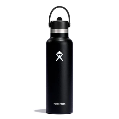 21oz Standard Mouth with Flex Straw Cap - Black