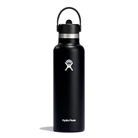 21oz Standard Mouth with Flex Straw Cap - Black