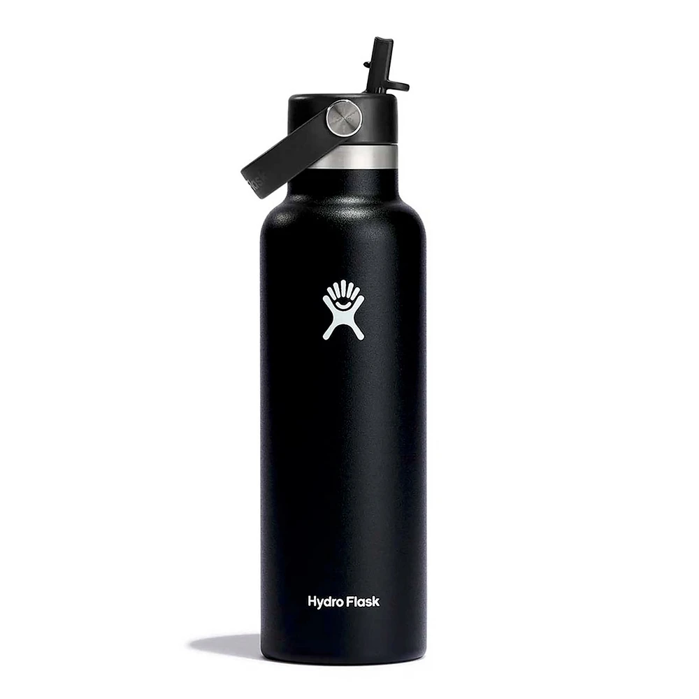 21oz Standard Mouth with Flex Straw Cap - Black