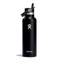 21oz Standard Mouth with Flex Straw Cap - Black