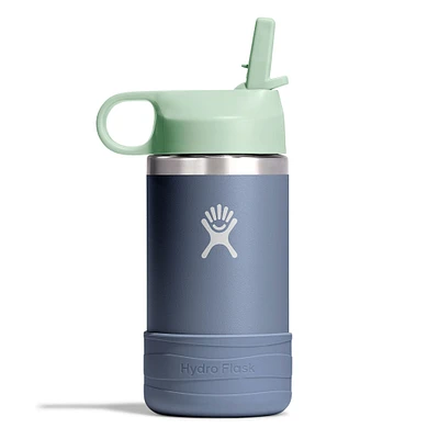 12oz Kids Wide Straw Bottle Grey/Green