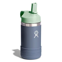 12oz Kids Wide Straw Bottle Grey/Green