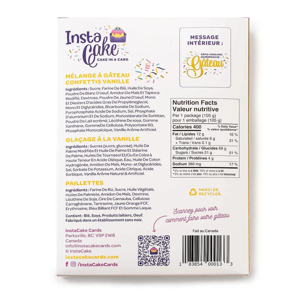 Carte de Souhaits + Gâteau Instantané Vanille - Félicitations