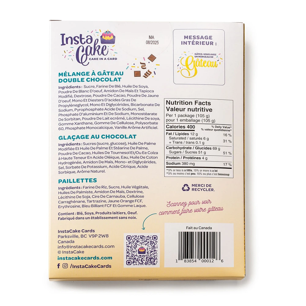 Carte de Souhaits + Gâteau Instantané Chocolat - Célébrons
