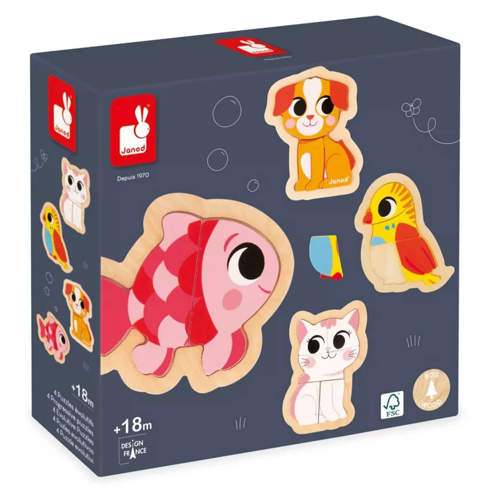 Casse-Tête Évolutifs en Bois (4) - Animaux de Compagnie