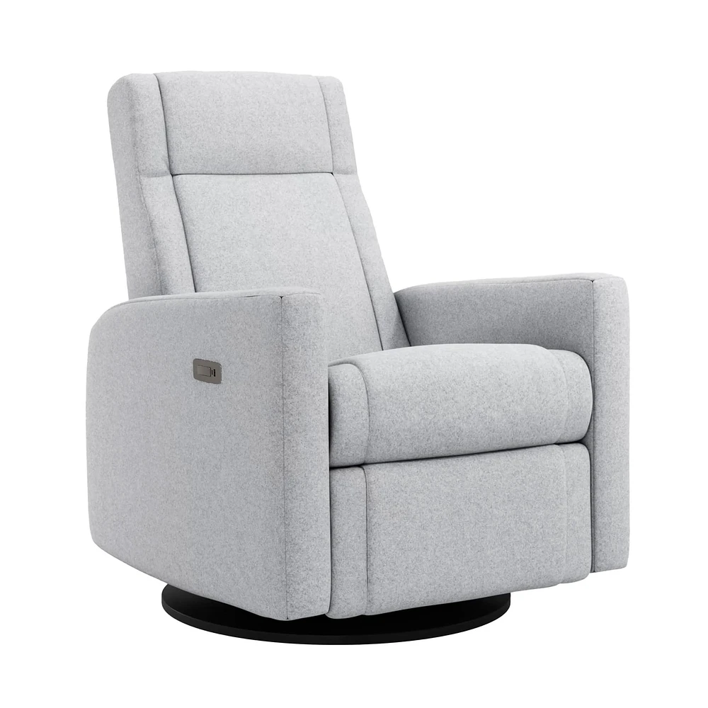 Rocking and Swivel Armchair Nelly - Arlo Heather Silver / Black - Motorized Electric