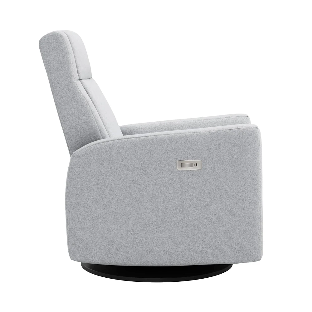 Rocking and Swivel Armchair Nelly - Arlo Heather Silver / Black - Motorized Electric