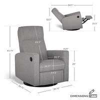Rocking and Swivel Armchair Nelly - Como Dove Grey / Black - Motorized Electric