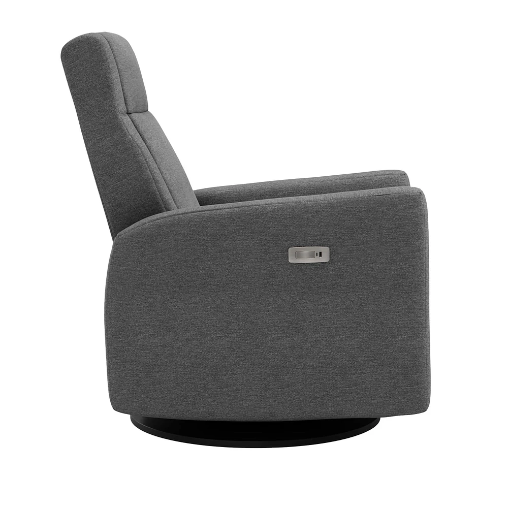 Rocking and Swivel PowerArmchair Nelly - Nexus Charcoal / Black - Motorized Electric