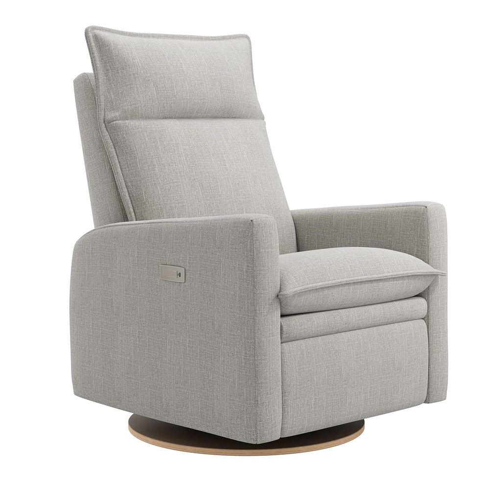 Fauteuil Berçant et Pivotant Arya - Nubia Silver avec Mécanisme Électrique