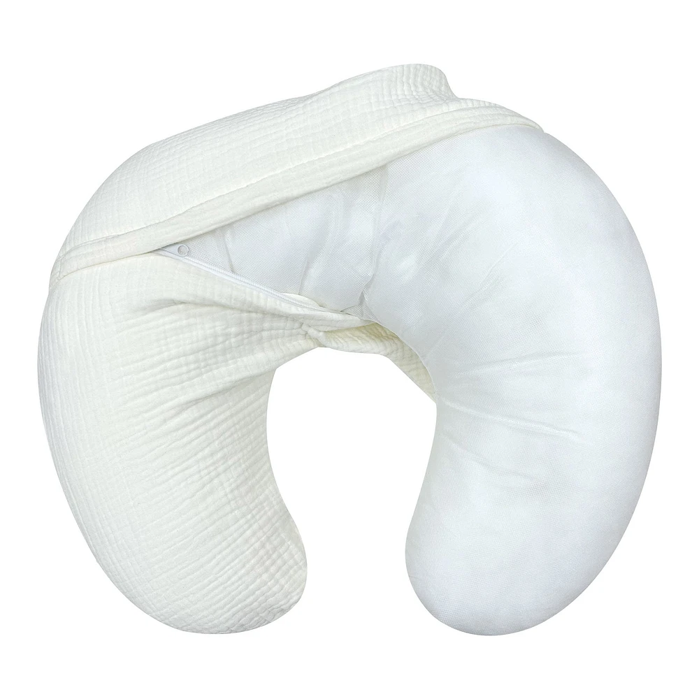Coussin d'Allaitement Mousseline Ivoire