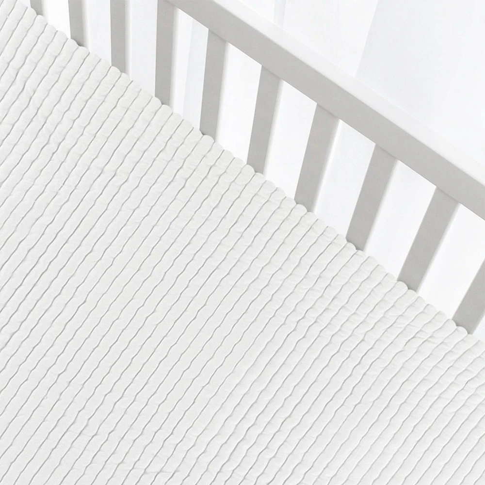 Ribbed Crib Sheet -Ivory