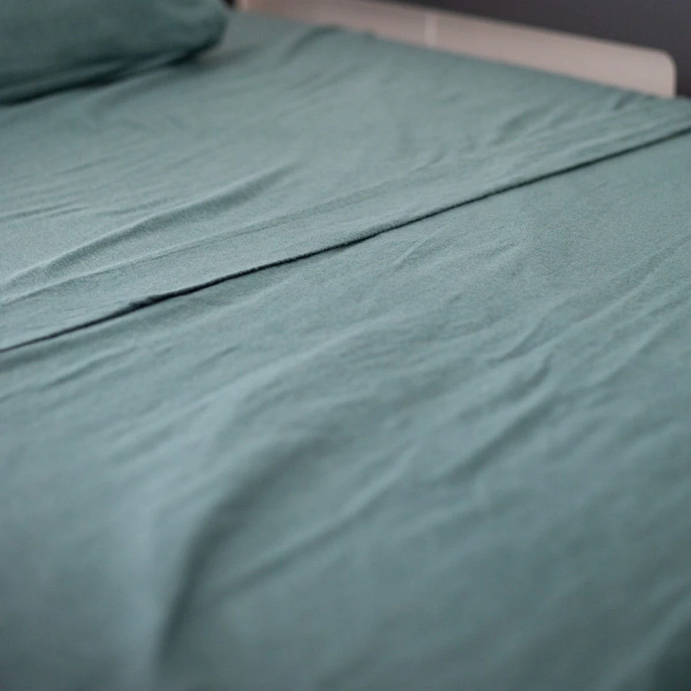 Ensemble Draps Flanelle Lit Double - Vert