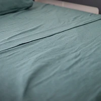 Ensemble Draps Flanelle Lit Double - Vert