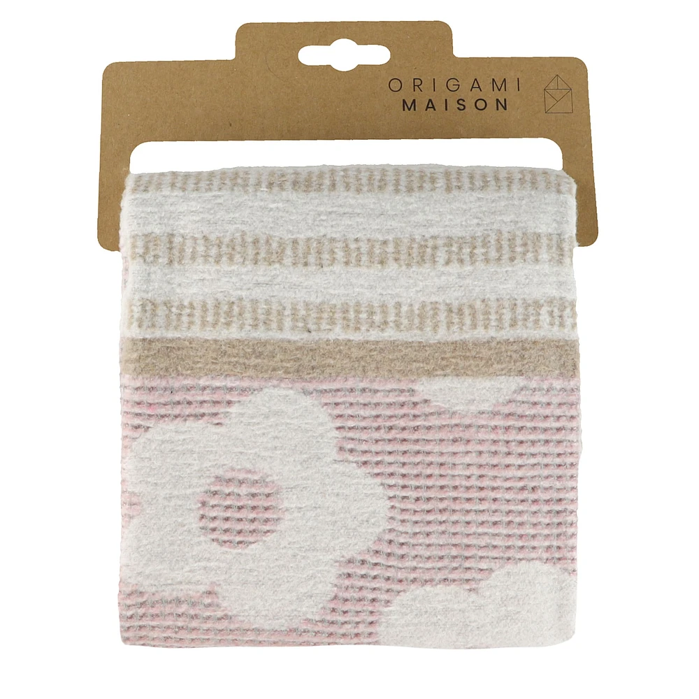 Couverture Jacquard Fleurs Rose