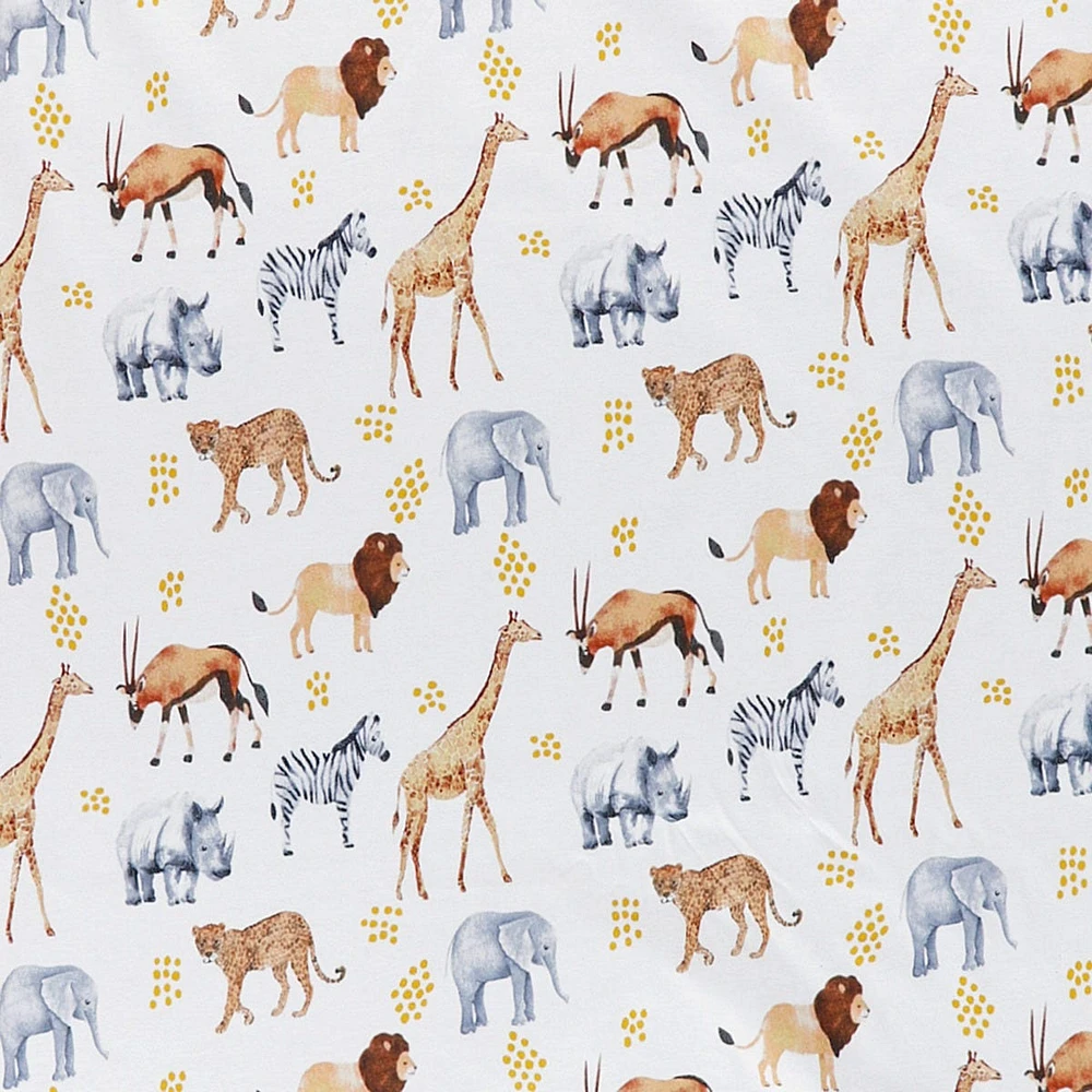 Reversible Chamois Jersey Blanket - Savannah Animals
