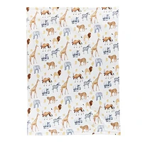 Reversible Chamois Jersey Blanket - Savannah Animals