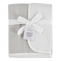 Reversible Muslin Waffle Blanket - Grey / White