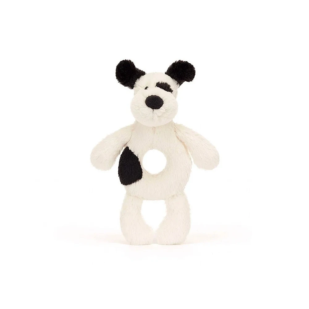 Bashful Black & Cream Puppy Ring Rattle