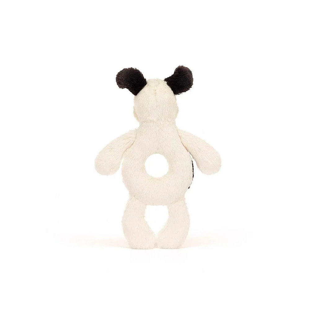Bashful Black & Cream Puppy Ring Rattle