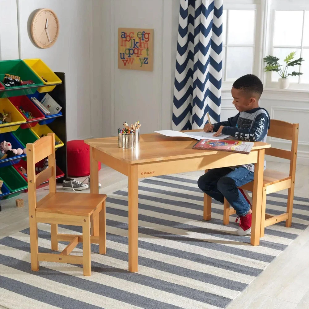 Rectangular Table & 2 Chair Set - Natural