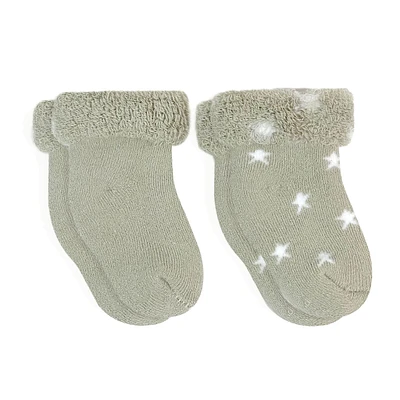 Socks 2pk Nb Terry Sage Stars