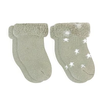 Socks 2pk Nb Terry Sage Stars