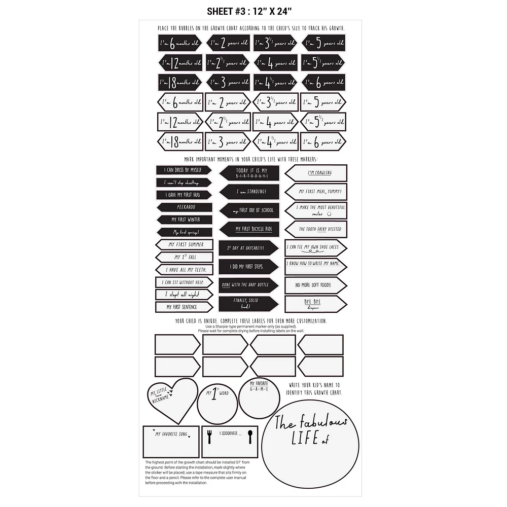 FRENCH Modern Growth Chart - White