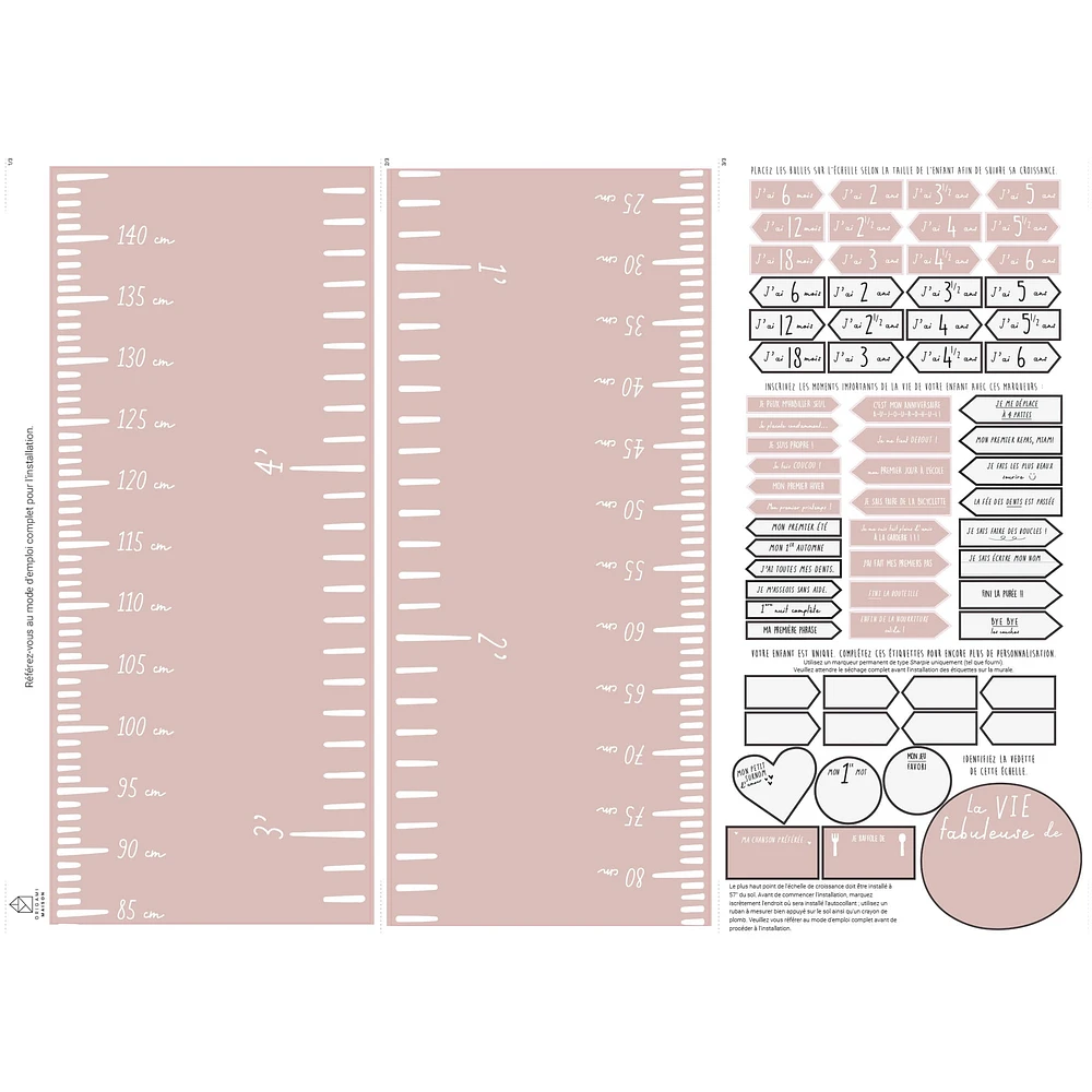 FRENCH Lux Modern Growth Chart - Pink
