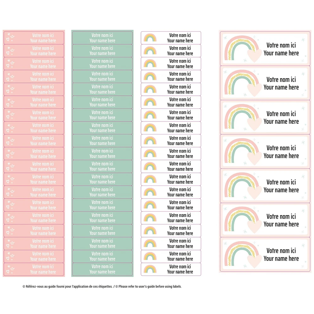 Étiquettes Essentiel - Arcs-en-ciel Rose