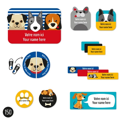 Essential Name Labels - Blue dogs